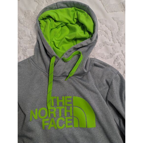 🟢 North Face Men’s Half Dome Hoodie Gray w/ Green Logo Size S – Pullover Fleece - Picture 2 of 7